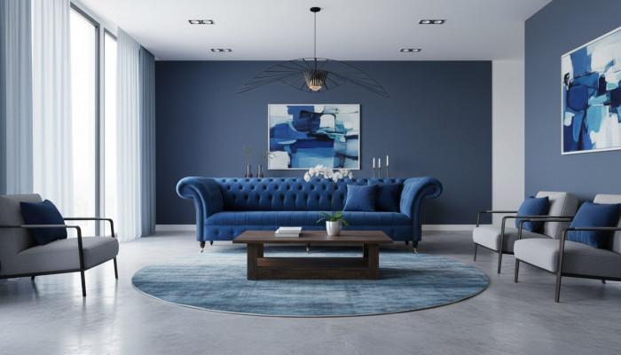 Chesterfield Grouss Sofa Canapé Stoff Samt Polster Couchen 4 Sëtzer Canapéen