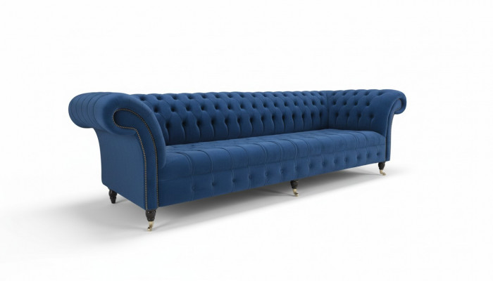 Chesterfield Grouss Sofa Canapé Stoff Samt Polster Couchen 4 Sëtzer Canapéen