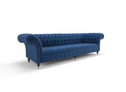 Chesterfield Grouss Sofa Canapé Stoff Samt Polster Couchen 4 Sëtzer Canapéen