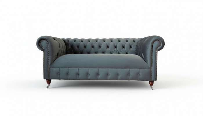 Chesterfield Textil Sofa 3 Sitzplazen Dräisëtzer Luxus Miwwelen Design Lounge