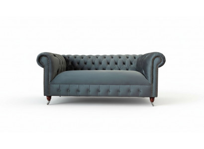 Chesterfield Textil Sofa 3 Sitzplazen Dräisëtzer Luxus Miwwelen Design Lounge