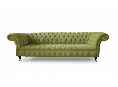Chesterfield Gréng Canapé Sofa Polster 4 Sëtzer Canapéen Sëtz Sofas Nei