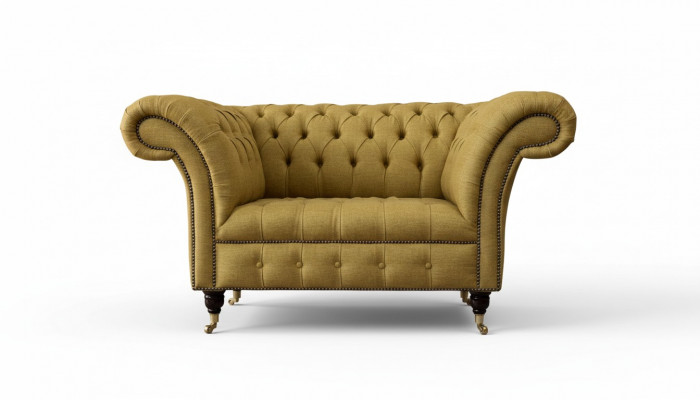 Chesterfield Fotell Design Polstersofa Couch Braun Textil Miwwelen Nei