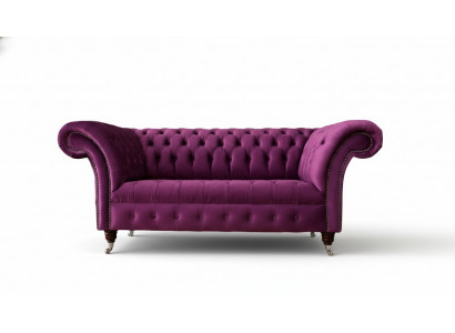 Englesch Chesterfield Büro Sëtzméiwelemiichtung Sofa Canapé 2 Sëtzer Violett
