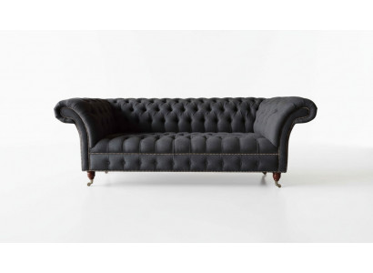 Chesterfield Dräisëtzer Sofa 3 Sëtzer Couch Polster Couchen Design Textil