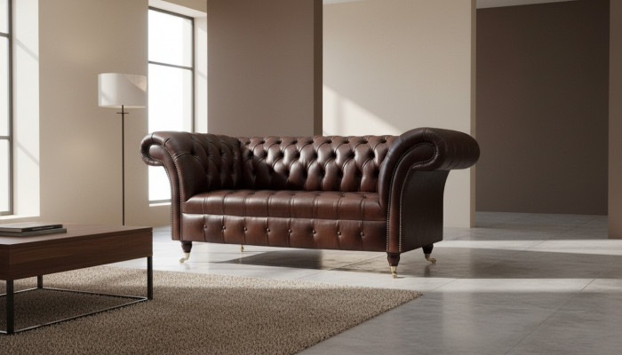 Sofa Canapé Chesterfield Polster Sofas 2 Sëtzer Lieder Textil Lounge Neit