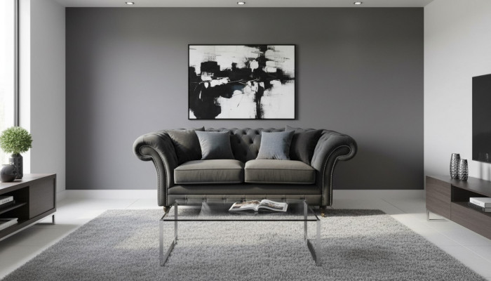 Chesterfield Schwaarz 2 Sëtzer Couch Polster Couchen Design Sofa Textil