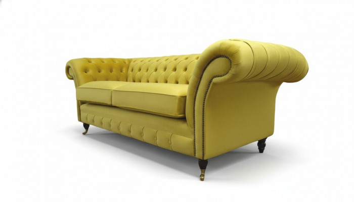 Textil 3-Sëtzer Blo Stoff Design Couch Polster 230cm Sofa Chesterfield