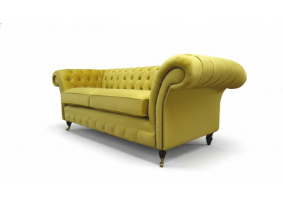 Textil 3-Sëtzer Blo Stoff Design Couch Polster 230cm Sofa Chesterfield