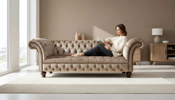 Chesterfield Sofa 3 Sëtz Polster Design Couchen Sofas Modern Dräisëtzer