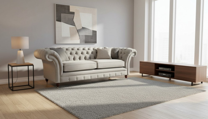Chesterfield 3 Sëtz Relax Lounge Sofa Stoff Polster Couch Stoff Couchen