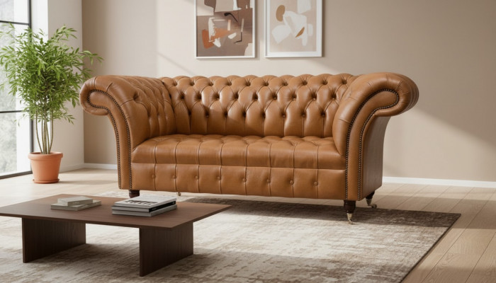 Chesterfield Stoff Sofa Canapé Textil Canapéen Büro Ariichtung Englesch Miwwelen
