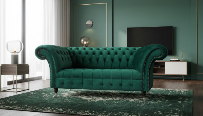 Chesterfield Zweesëtzer Canapé 2 Sëtzer Design Canapéë Polster Modern Sëtz Stoff