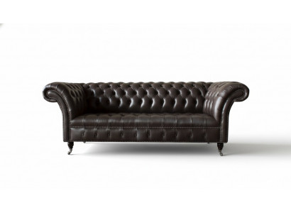 Dräisëtzer Chesterfield Sofa 3 Sëtzer Sofaen Braun Lieder Wunnzëmmer Luxus