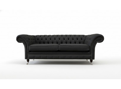 Wunnzëmmer Sofa Chesterfield Canapé Drësëtz Design Schwaarz Miwwelen Nei