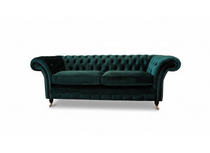 Chesterfield Polster 3 Sëtzer Textil Canapé Sofa Dräisëtzer Canapé Samt