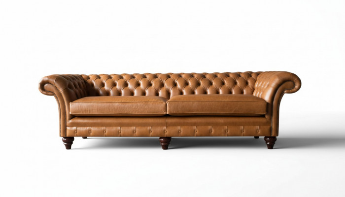 Sofa 4 Sëtzer Couch Polster Chesterfield Sofa Sëtz Lieder Design Brong Miwwelen