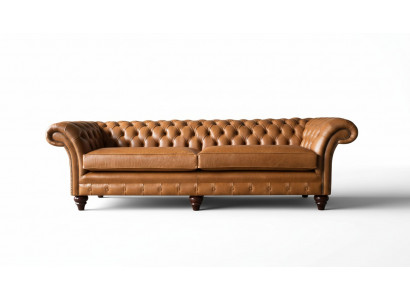 Sofa 4 Sëtzer Couch Polster Chesterfield Sofa Sëtz Lieder Design Brong Miwwelen