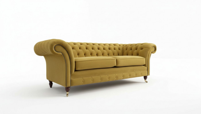 Chesterfield Canapé 3 Sëtzer Design Couch Dräisiichter Luxus Miwwelen Stil Textil