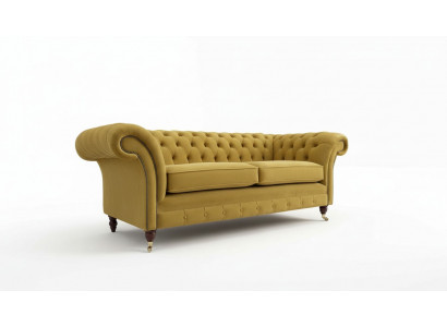 Chesterfield Canapé 3 Sëtzer Design Couch Dräisiichter Luxus Miwwelen Stil Textil