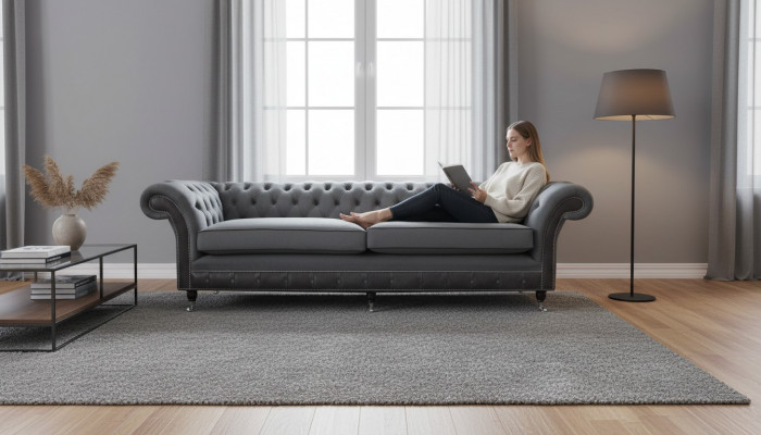 Design Couch Luxus Polstersofa Sofa 4 Sëtzer Chesterfield Luxus Gro