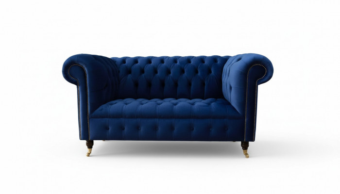 Chesterfield Büro Sëtzmiwwelen Ariichtung Sofa Canapé 2 Sëtz Textil Blo