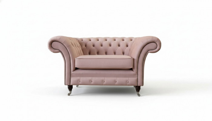 Chesterfield Design Sessell Rosa Polster Luxus Textil Couche 1-Sëtzer