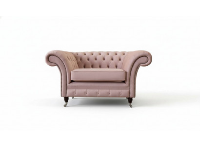 Chesterfield Design Sessell Rosa Polster Luxus Textil Couche 1-Sëtzer