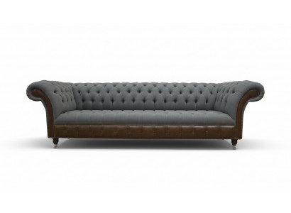 Englescht Chesterfield Luxus Textil Sofa 4 Sëtz Sofa Polster Design Stoffsofaen