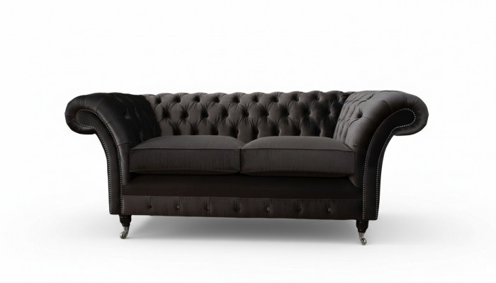 Chesterfield Textil Sofa 2-Sëtzer Polster Design Luxus Couch Stoffsofaen