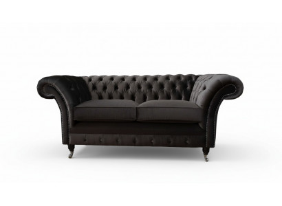 Chesterfield Textil Sofa 2-Sëtzer Polster Design Luxus Couch Stoffsofaen