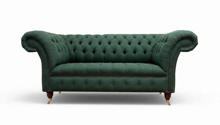 Chesterfield Sofa 2-Sëtzer Polster Sofas Gréng Luxus Stoffssofa Textil