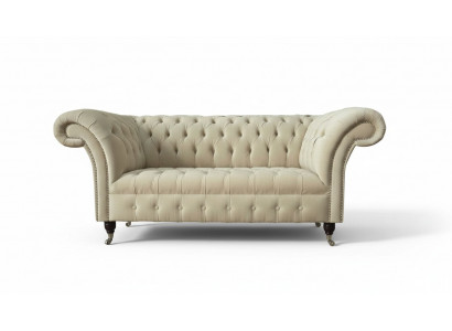 Zwee-Sëtz Canapé Polstersofa 2 Sëtz Textil Stoff Luxus Chesterfield Nei