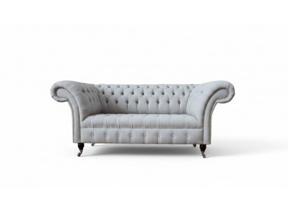 Chesterfield Luxus 2 Sëtzer Canapé Gepolsterte Sofa Textil Stoff Canapéë Nei