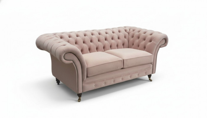 Sofa 2 Sëtz Couch Polster Chesterfield Wunnzëmmer Design Textil Neit