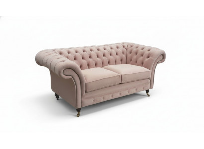 Sofa 2 Sëtz Couch Polster Chesterfield Wunnzëmmer Design Textil Neit