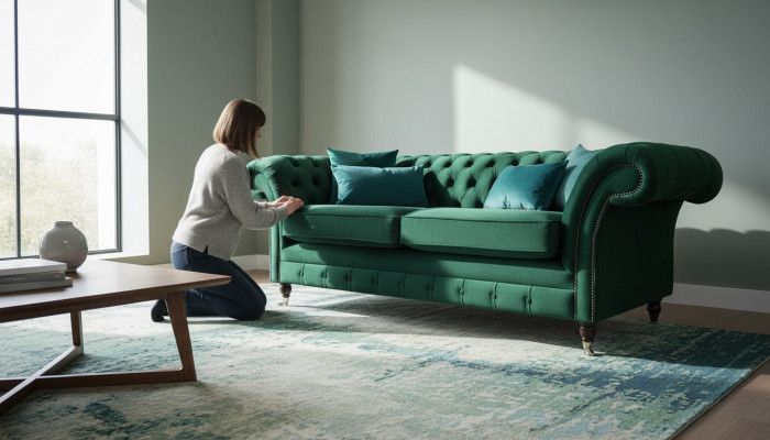 Chesterfield Canapé Sofa Polster 3 Sëtzer Canapéë Sëtz Sofas Gréng Nei