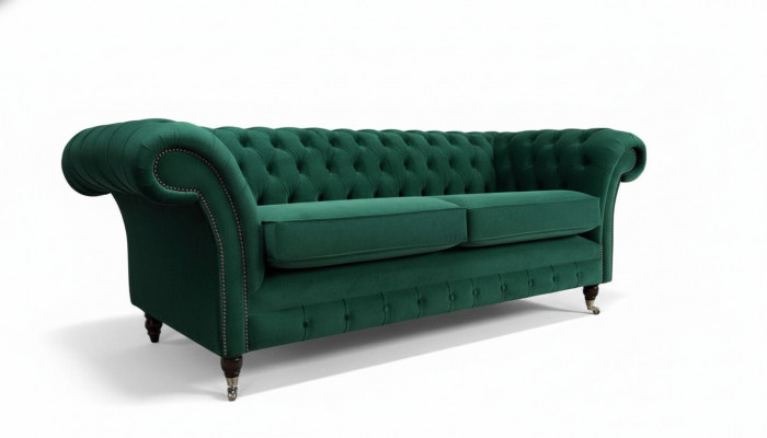 Chesterfield Canapé Sofa Polster 3 Sëtzer Canapéë Sëtz Sofas Gréng Nei