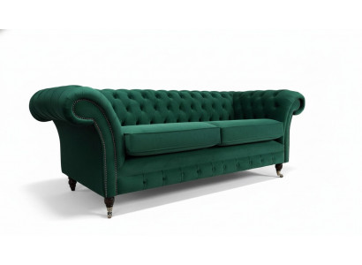 Chesterfield Canapé Sofa Polster 3 Sëtzer Canapéë Sëtz Sofas Gréng Nei