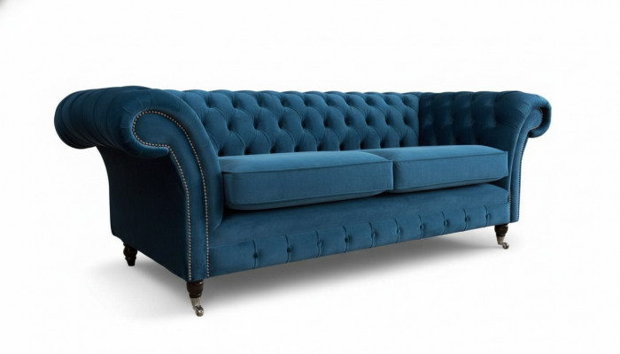 Design Sofa 3 Sëtzer Couch Polster Luxus Textil Sofaen Chesterfield Nei