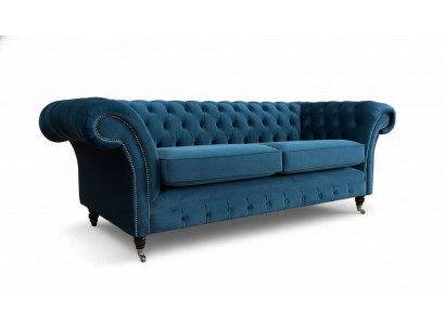 Design Sofa 3 Sëtzer Couch Polster Luxus Textil Sofaen Chesterfield Nei