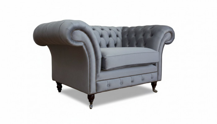 Design Chesterfield Stoff Couch Fotell 1 Sëtzer Polster Sofas Lounge Neit