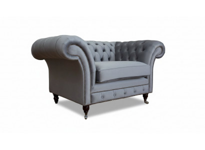 Design Chesterfield Stoff Couch Fotell 1 Sëtzer Polster Sofas Lounge Neit