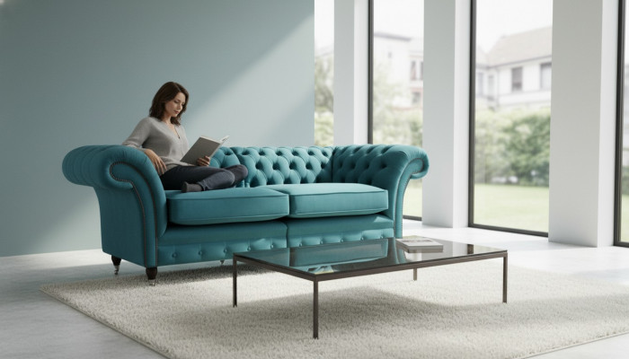 Design Sofa 3 Sëtzer Couch Chesterfield Polstersofa Wohnzimmer Design