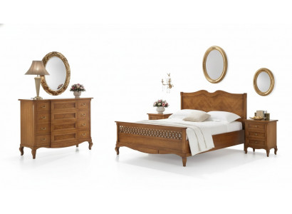 Bett 2x Nuetsdëscher Kommode 5 Deeler Set Schlofzëmmer Italienescht Miwwelen