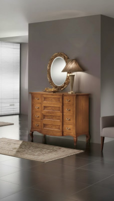Schlofkummer Kommode mat Spigel Luxus Modern Miwwel Set 2tlg Holz Neit