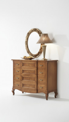 Schlofkummer Kommode mat Spigel Luxus Modern Miwwel Set 2tlg Holz Neit