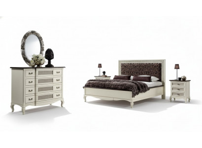 Bett 2x Nuetsdëscher 5 Deeler. Italienesch Miwwelen Schlofkummer Kommode Holz