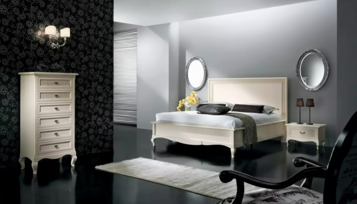 Bett 2x Nuetsdësch 4 Deeler Schlofzëmmer Set Miwwel Kommode Luxus Nei