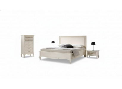 Bett 2x Nuetsdësch 4 Deeler Schlofzëmmer Set Miwwel Kommode Luxus Nei